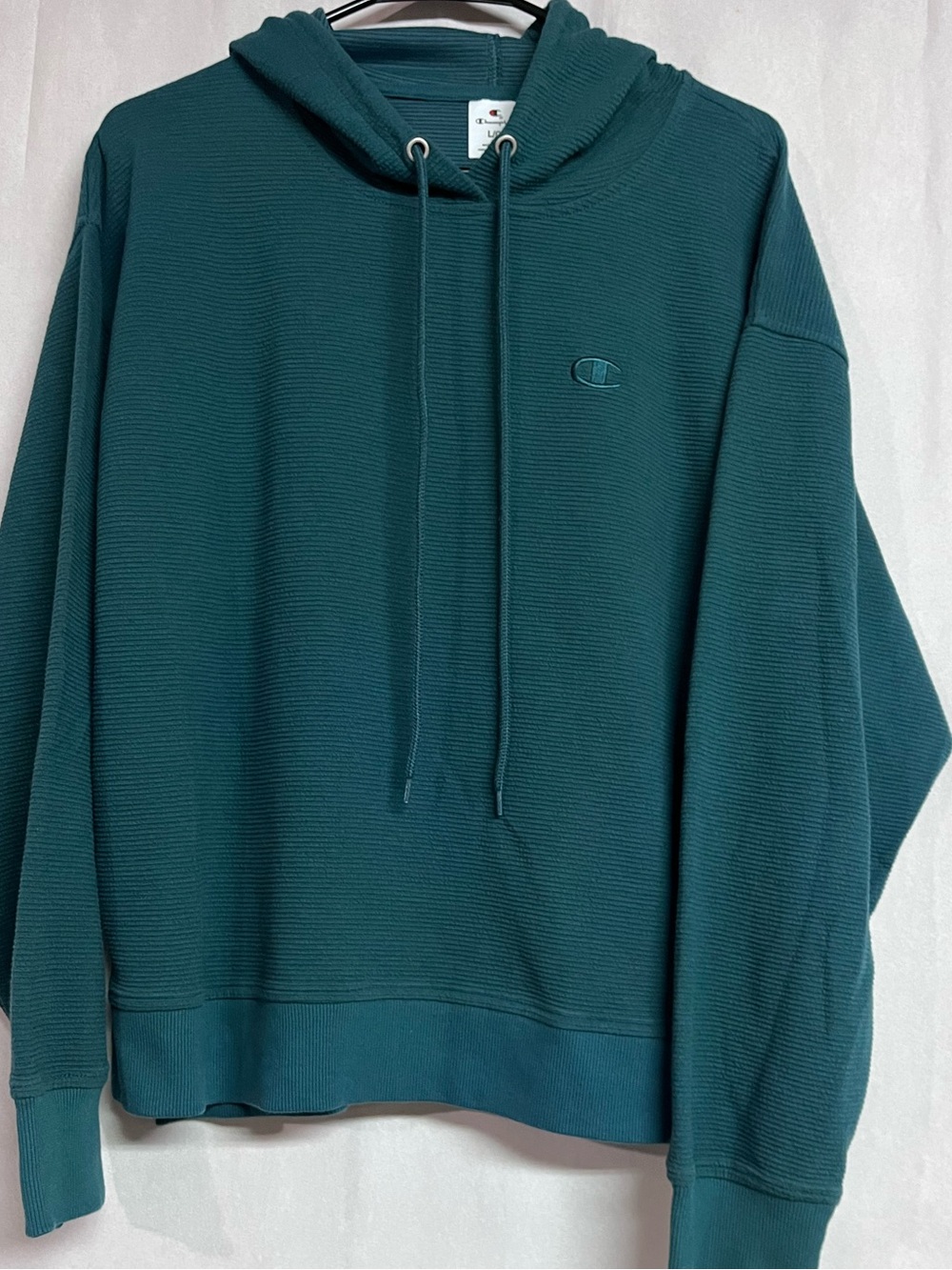 Champion Green Long Sleeve Men's Hoodie Size Large
